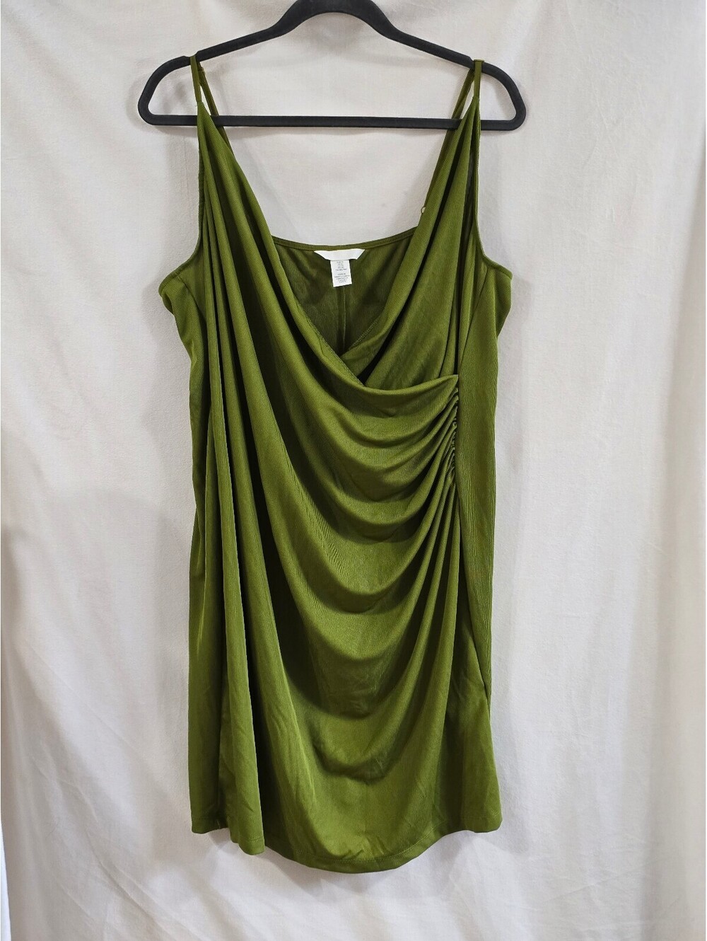 H&M Olive Green Draped Sleeveless Dress XL